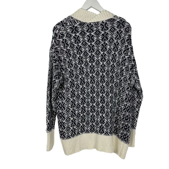 Gap Women’s Jacquard Open Front CardiganSize XS / S Navy & Cream - Picture 4 of 9